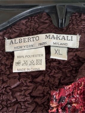Alberto Makali Crinkle Texture Open Front Cardigan Women’s XL Vintage Abstract